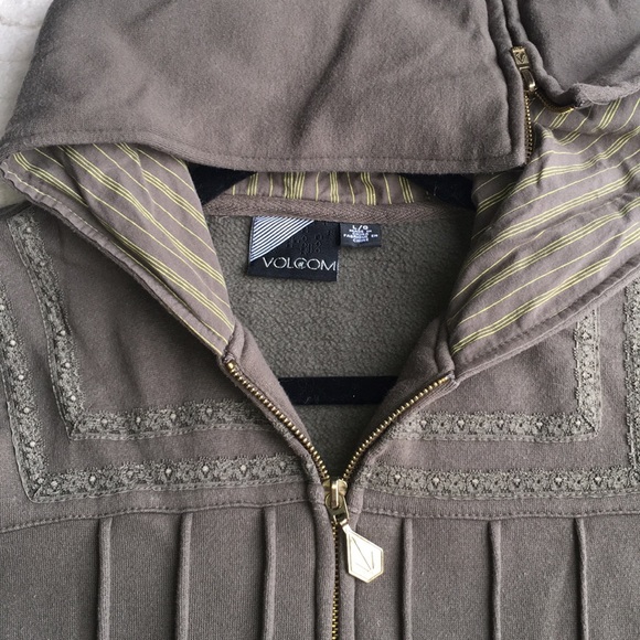 VOLCOM Women's Large Green Zip up Hoodie Vintage - Picture 6 of 8